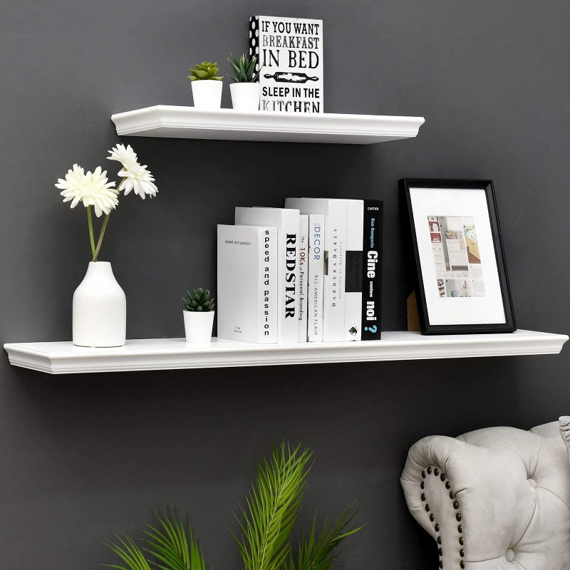 WELLAND Floating Shelves White Floating Shelves White Deep, Floating Shelves White 24 Inch - Image 4